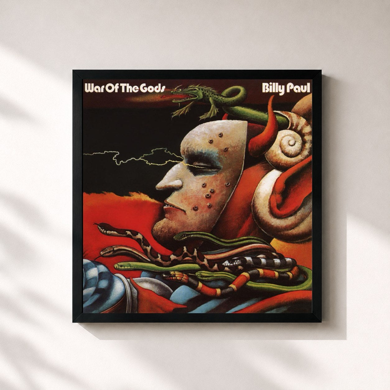 #noir Tableau carré de l'album War of the Gods (Expanded Edition) de Billy Paul, cadre noir 32x32 cm