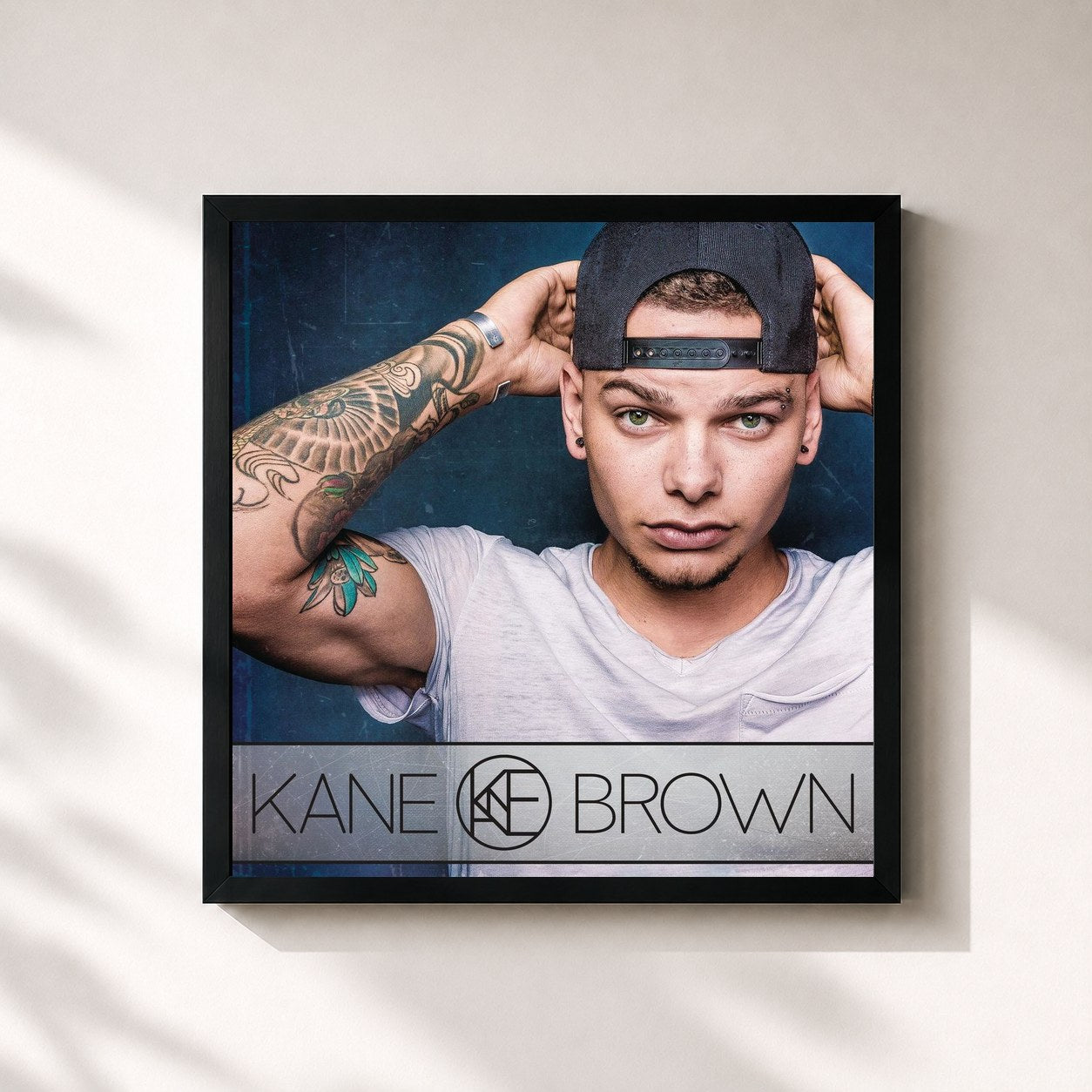 #noir Tableau carré de l'album Kane Brown de Kane Brown, cadre noir 32x32 cm