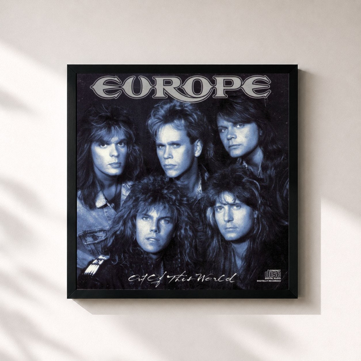 #noir Tableau carré de l'album Out Of This World de Europe, cadre noir 32x32 cm