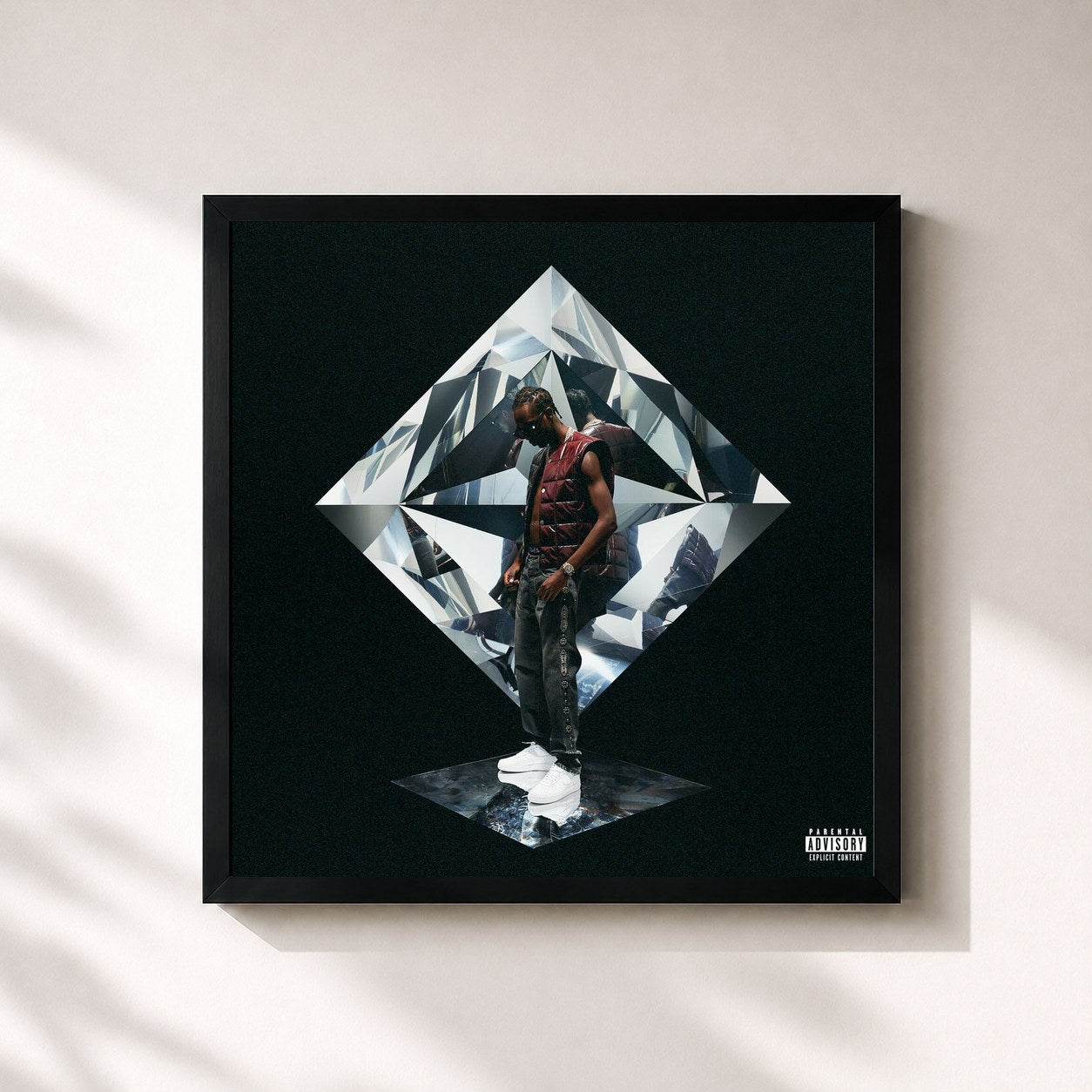 #noir Tableau carré de l'album Blood Diamond de Unknown T, cadre noir 32x32 cm