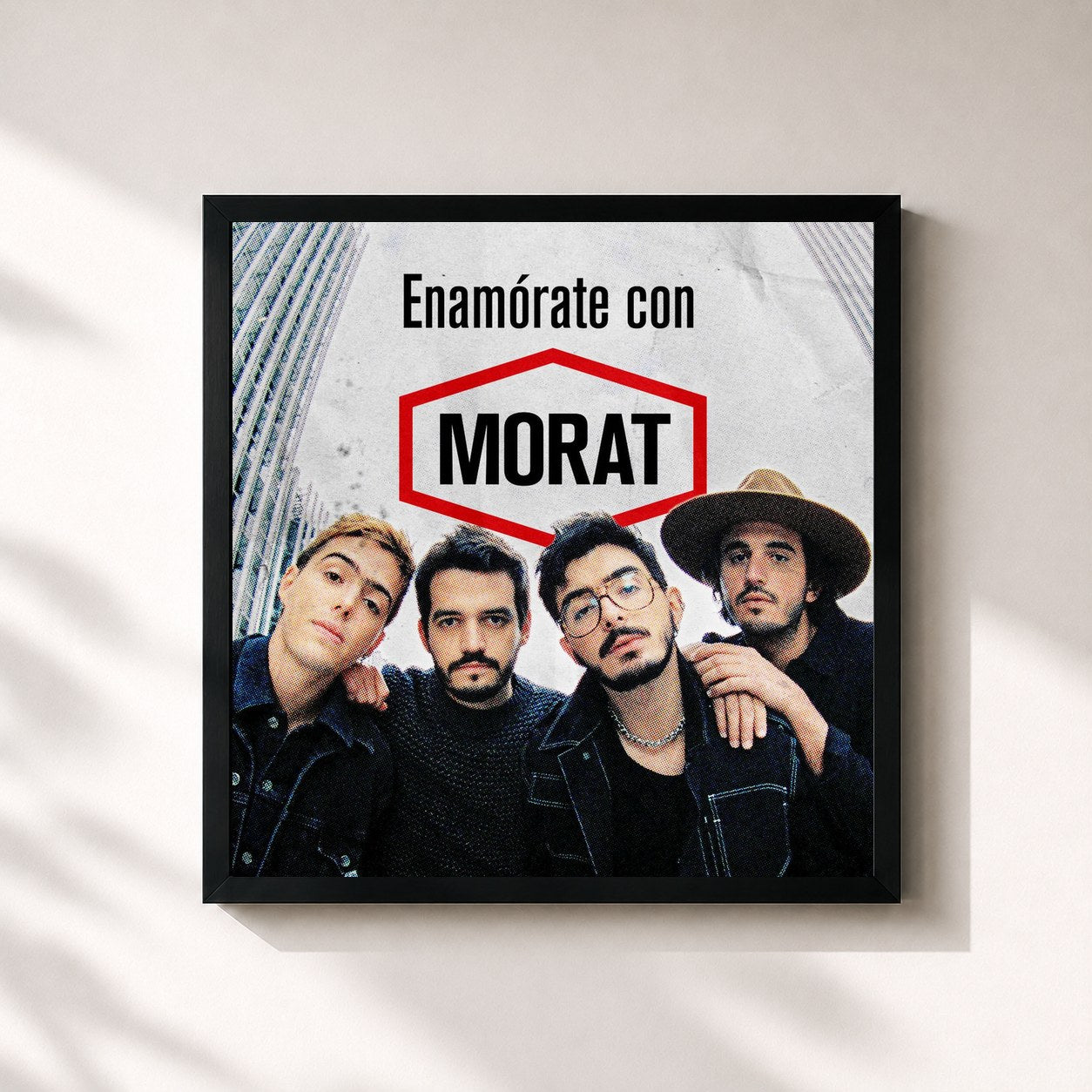 #noir Tableau carré de l'album Enamórate con MORAT de Morat, cadre noir 32x32 cm