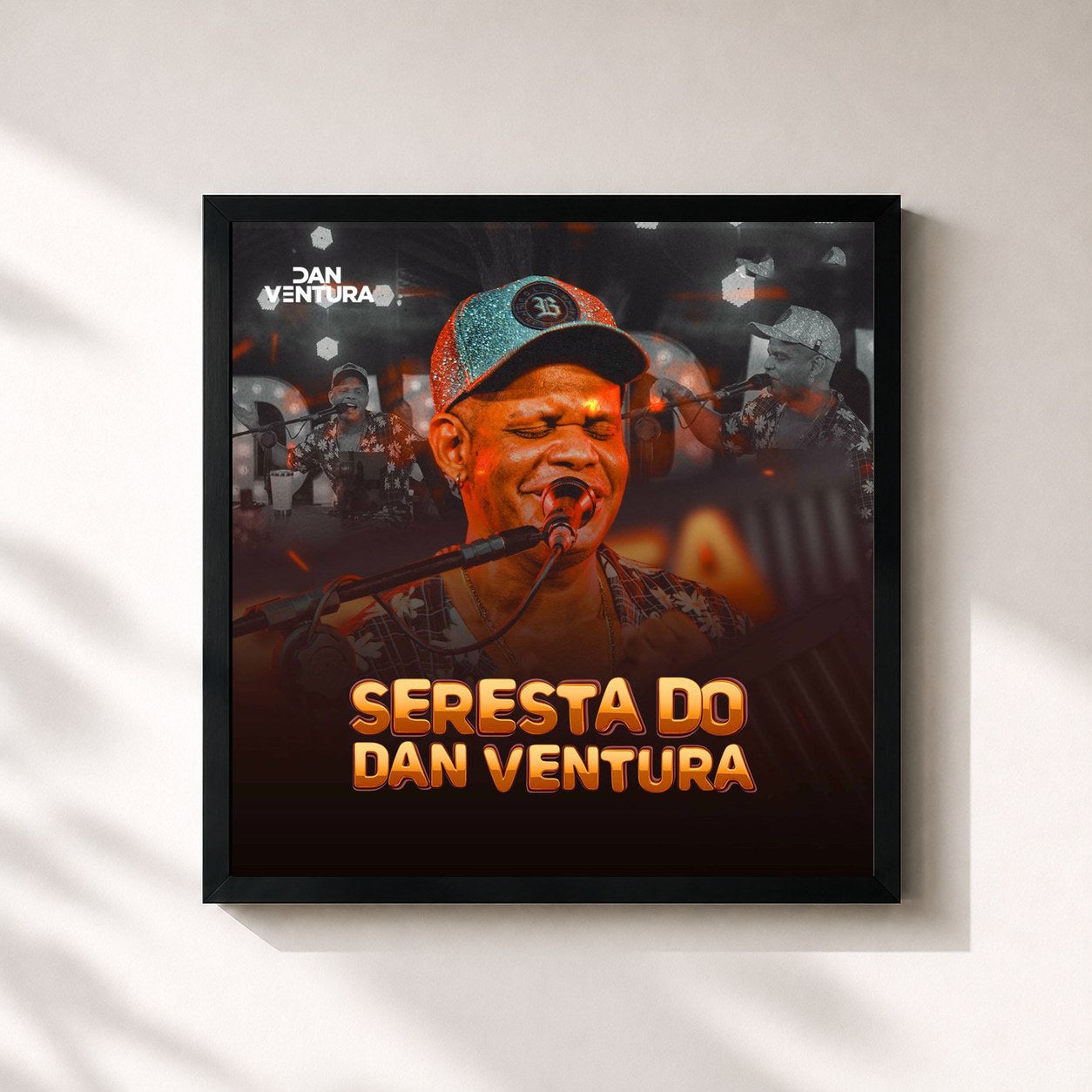 #noir Tableau carré de l'album Seresta do Dan Ventura de Dan Ventura, cadre noir 32x32 cm