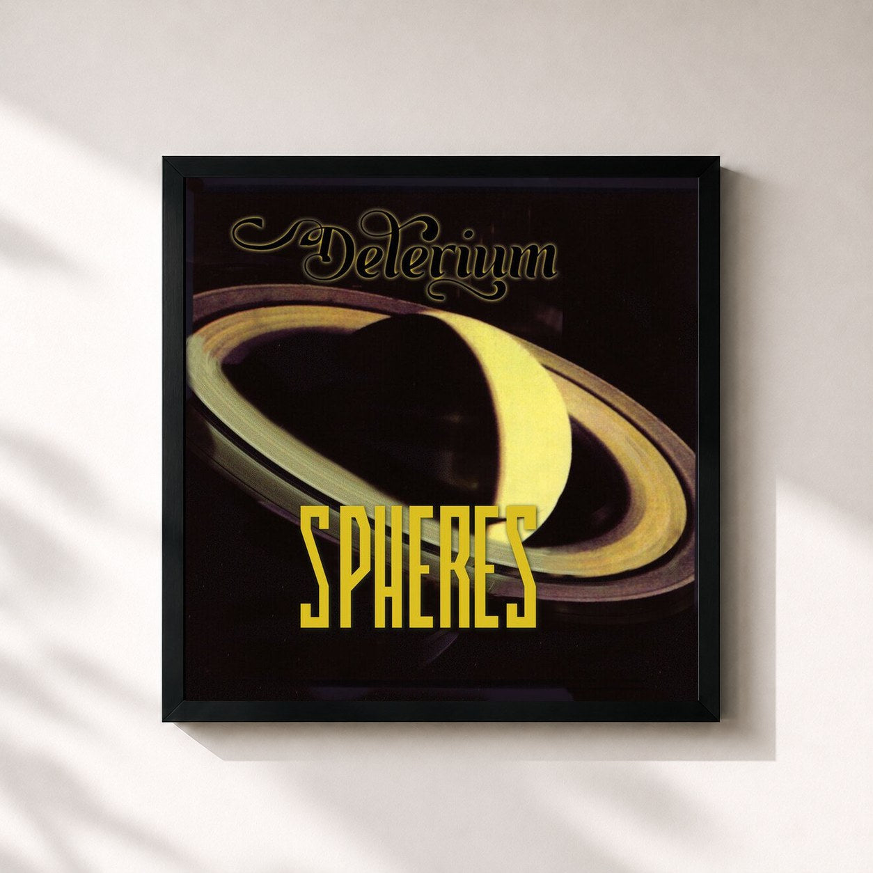 #noir Tableau carré de l'album Spheres de Delerium, cadre noir 32x32 cm