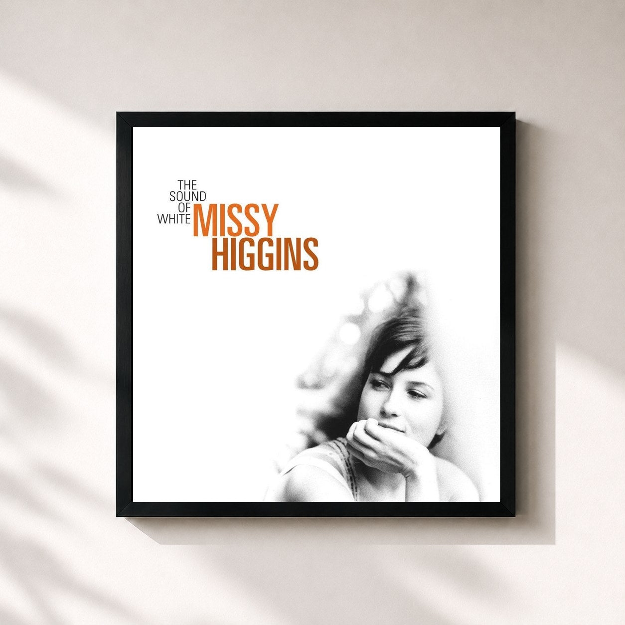 #noir Tableau carré de l'album The Sound of White de Missy Higgins, cadre noir 32x32 cm