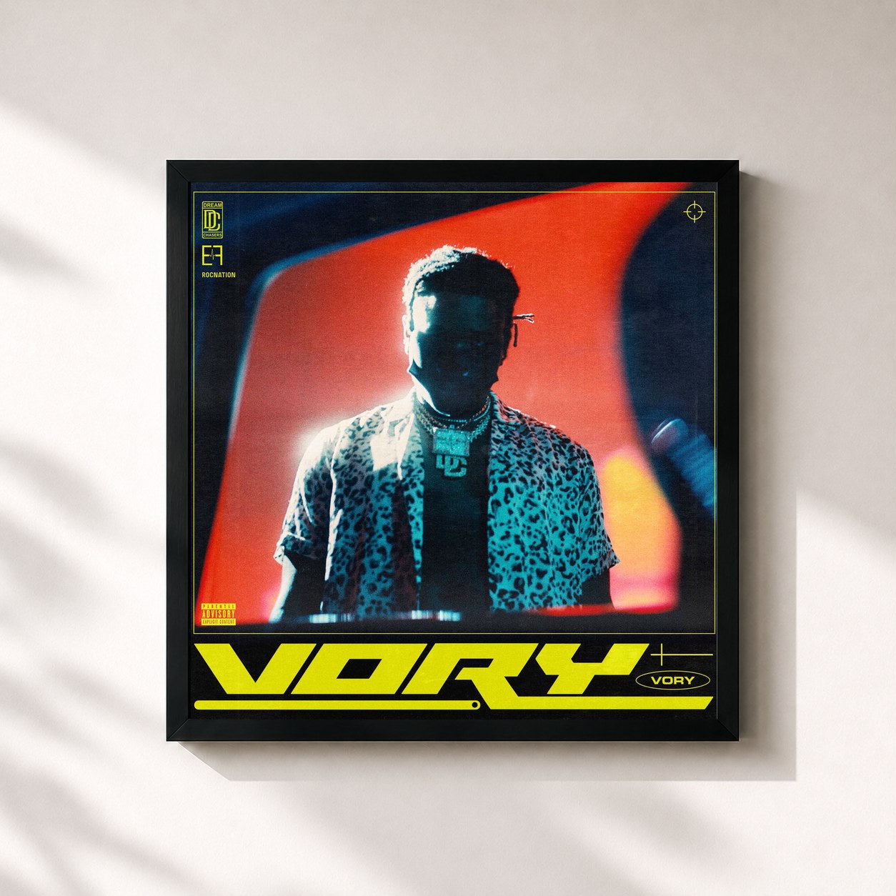 #noir Tableau carré de l'album VORY de Vory, cadre noir 32x32 cm