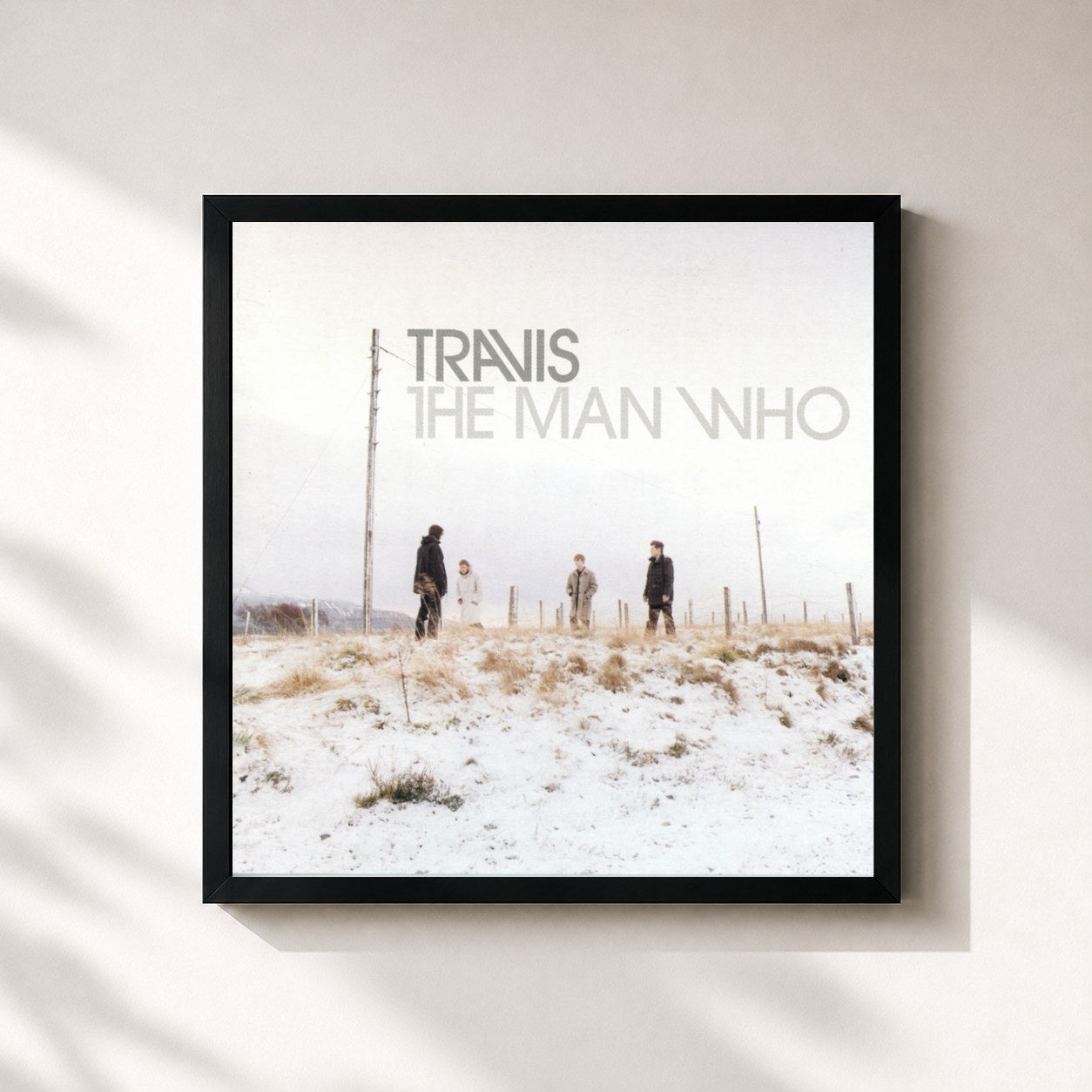 #noir Tableau carré de l'album The Man Who de Travis, cadre noir 32x32 cm