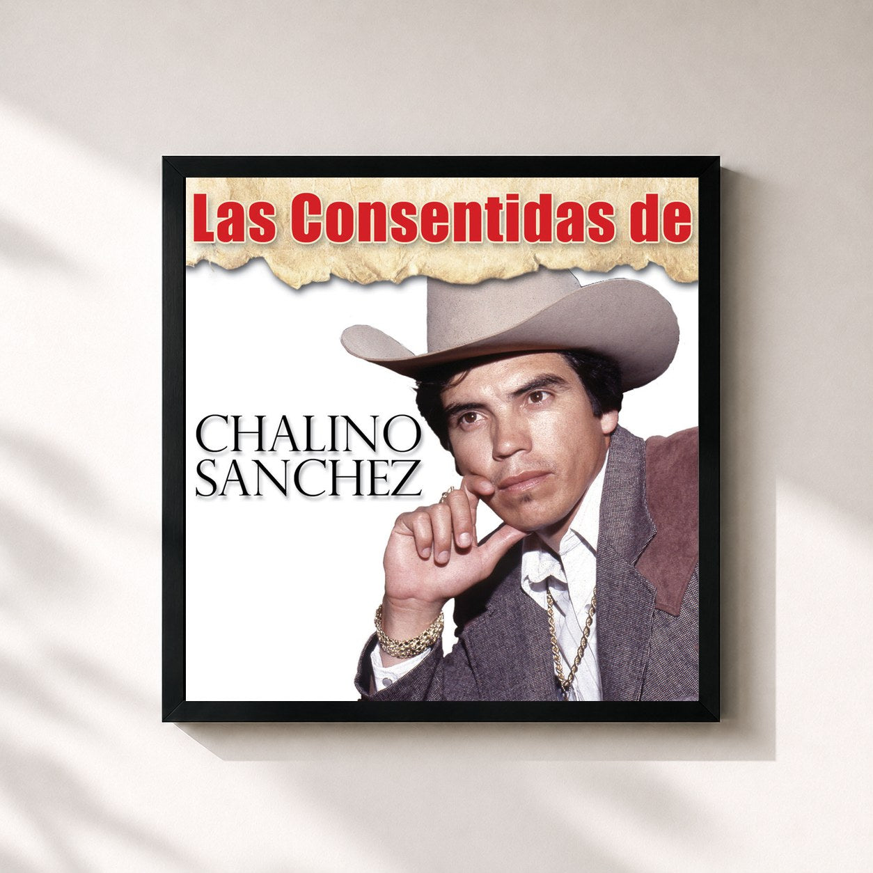 #noir Tableau carré de l'album Las Consentidas De Chalino Sánchez de Chalino Sanchez, cadre noir 32x32 cm
