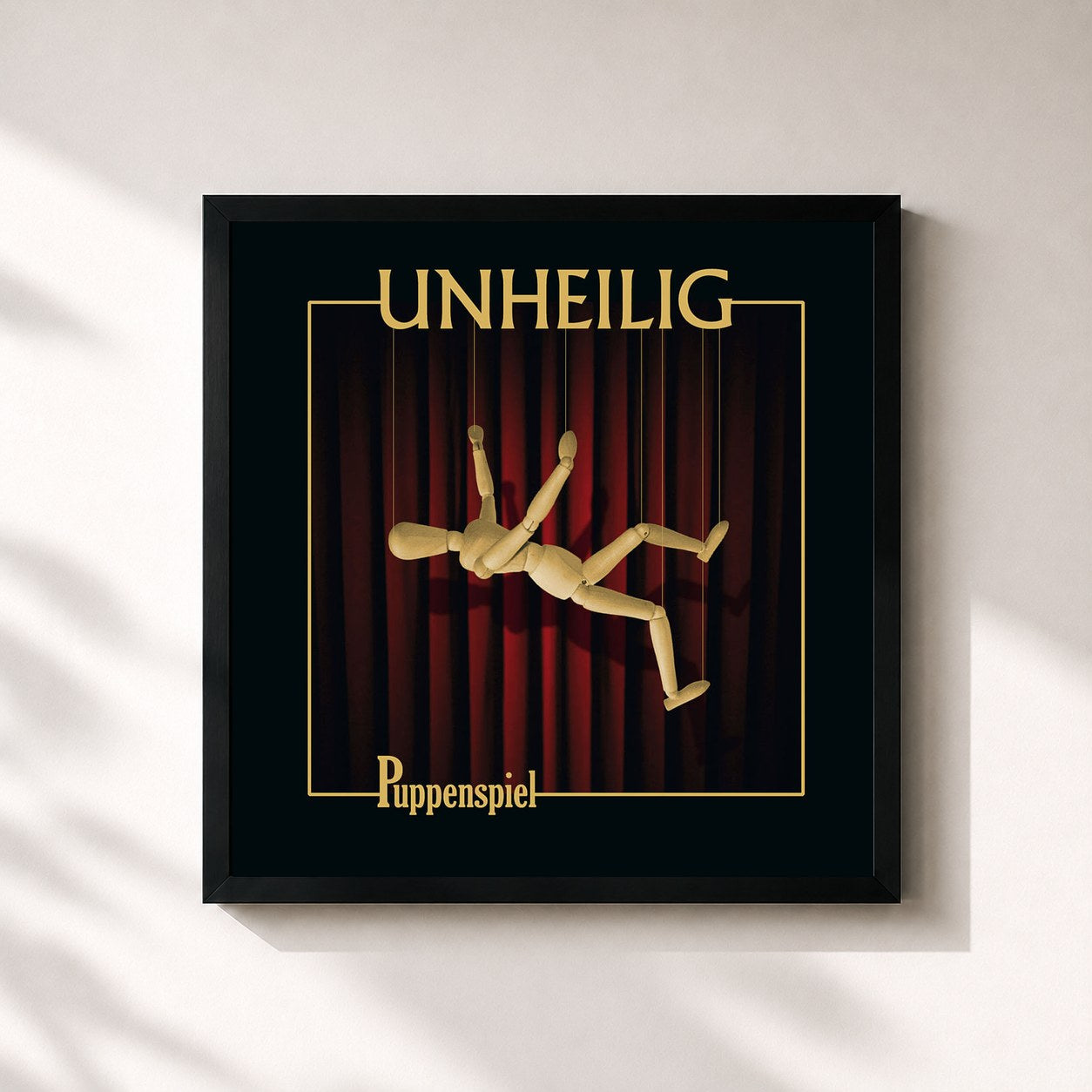 #noir Tableau carré de l'album Puppenspiel de Unheilig, cadre noir 32x32 cm