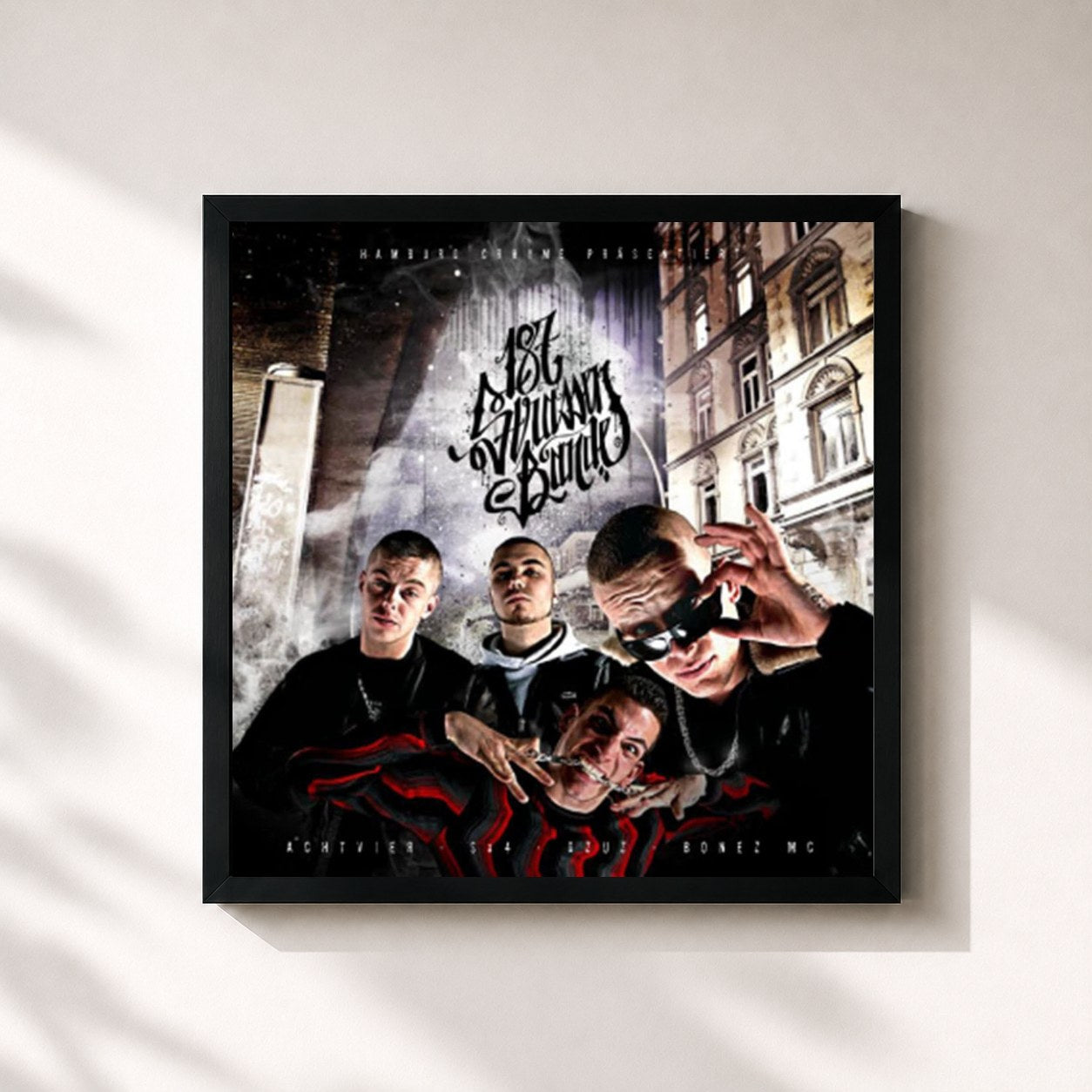 #noir Tableau carré de l'album 187 Strassenbande de 187 Strassenbande, cadre noir 32x32 cm