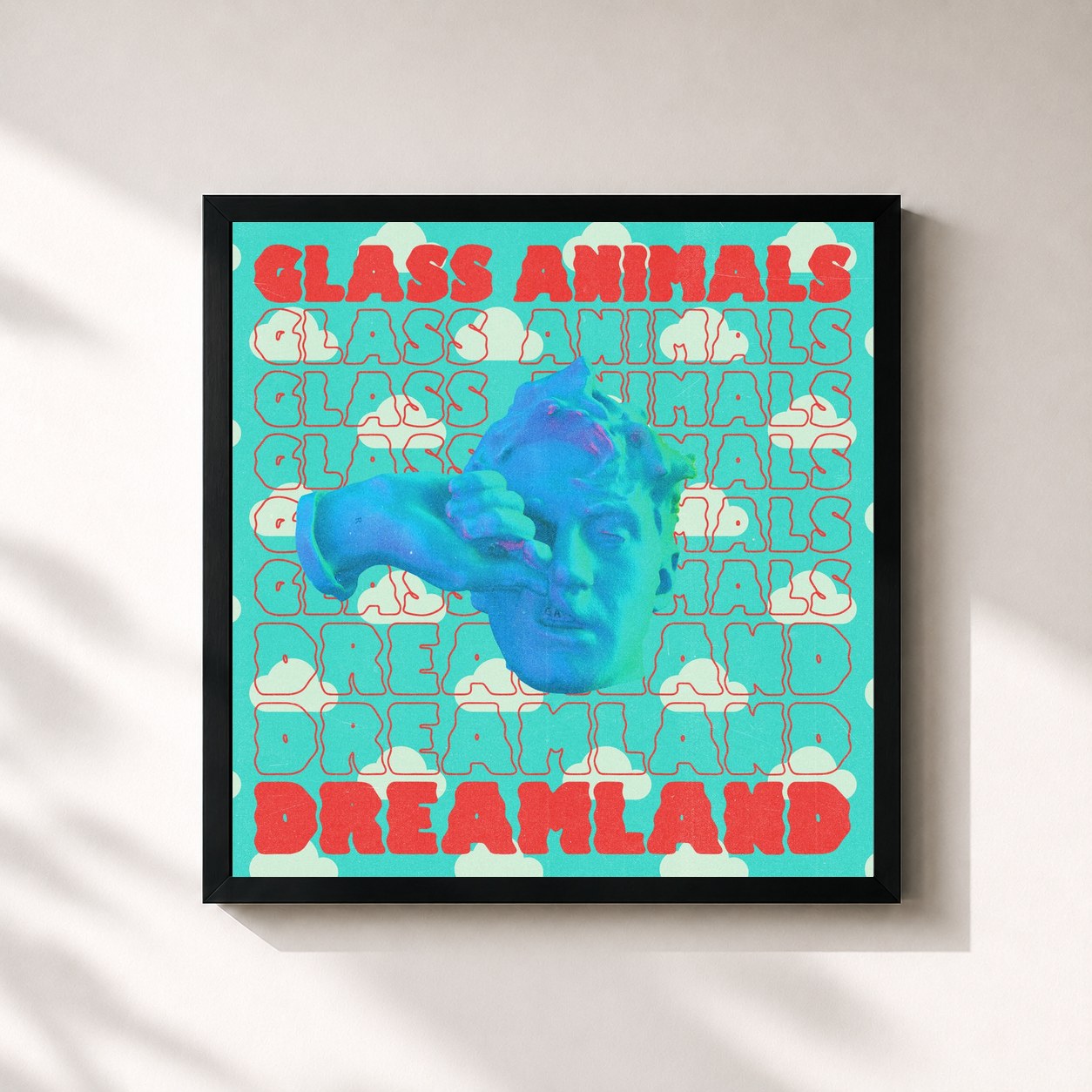 #noir Tableau carré de l'album Dreamland (Real Life Edition) de Glass Animals, cadre noir 32x32 cm
