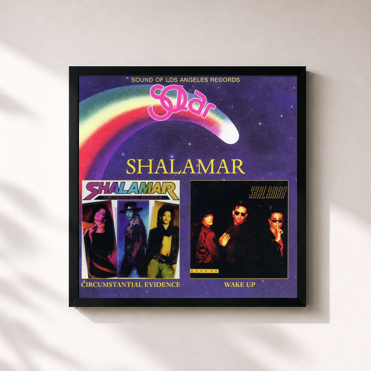 #noir Tableau carré de l'album Circumstantial Evidence / Wake Up de Shalamar, cadre noir 32x32 cm