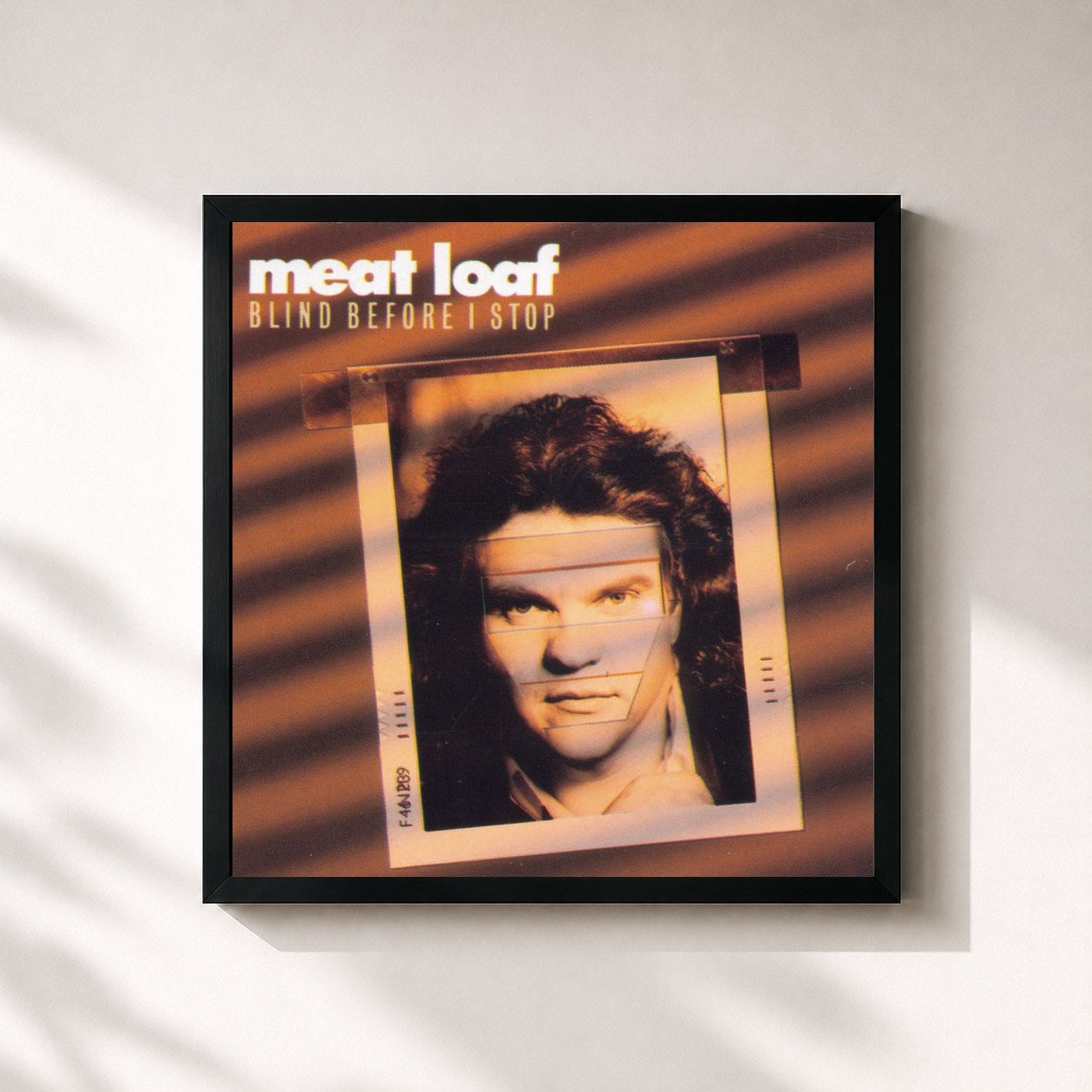 #noir Tableau carré de l'album Blind Before I Stop de Meat Loaf, cadre noir 32x32 cm