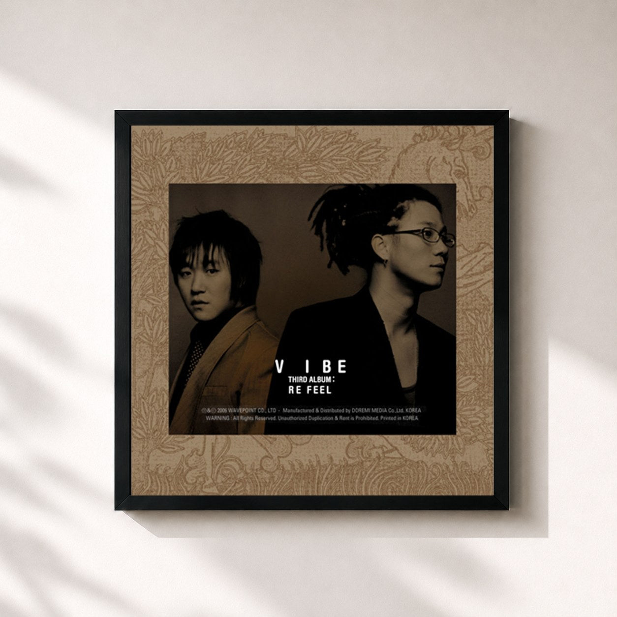 #noir Tableau carré de l'album Re - Feel de Vibe, cadre noir 32x32 cm