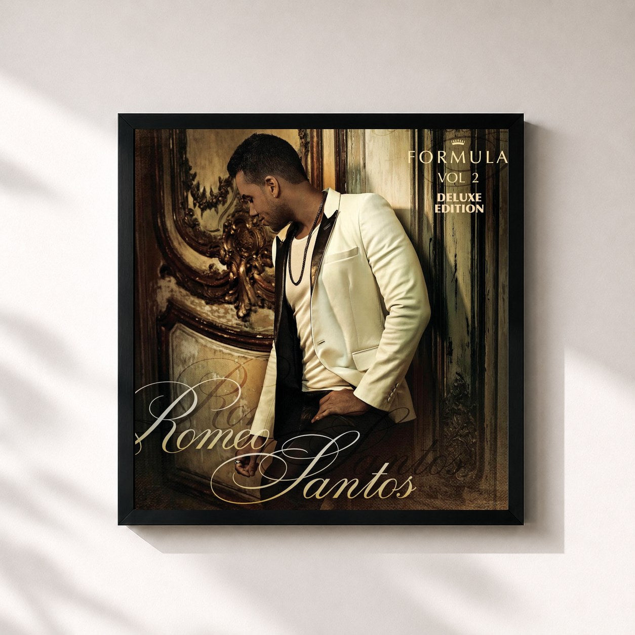 #noir Tableau carré de l'album Fórmula, Vol. 2 (Deluxe Edition) de Romeo Santos, cadre noir 32x32 cm