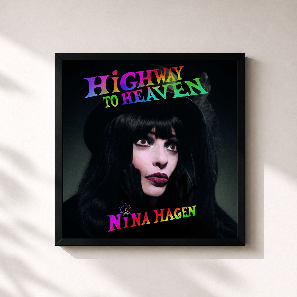 #noir Tableau carré de l'album HiGHWAY TO HEAVEN de Nina Hagen, cadre noir 32x32 cm