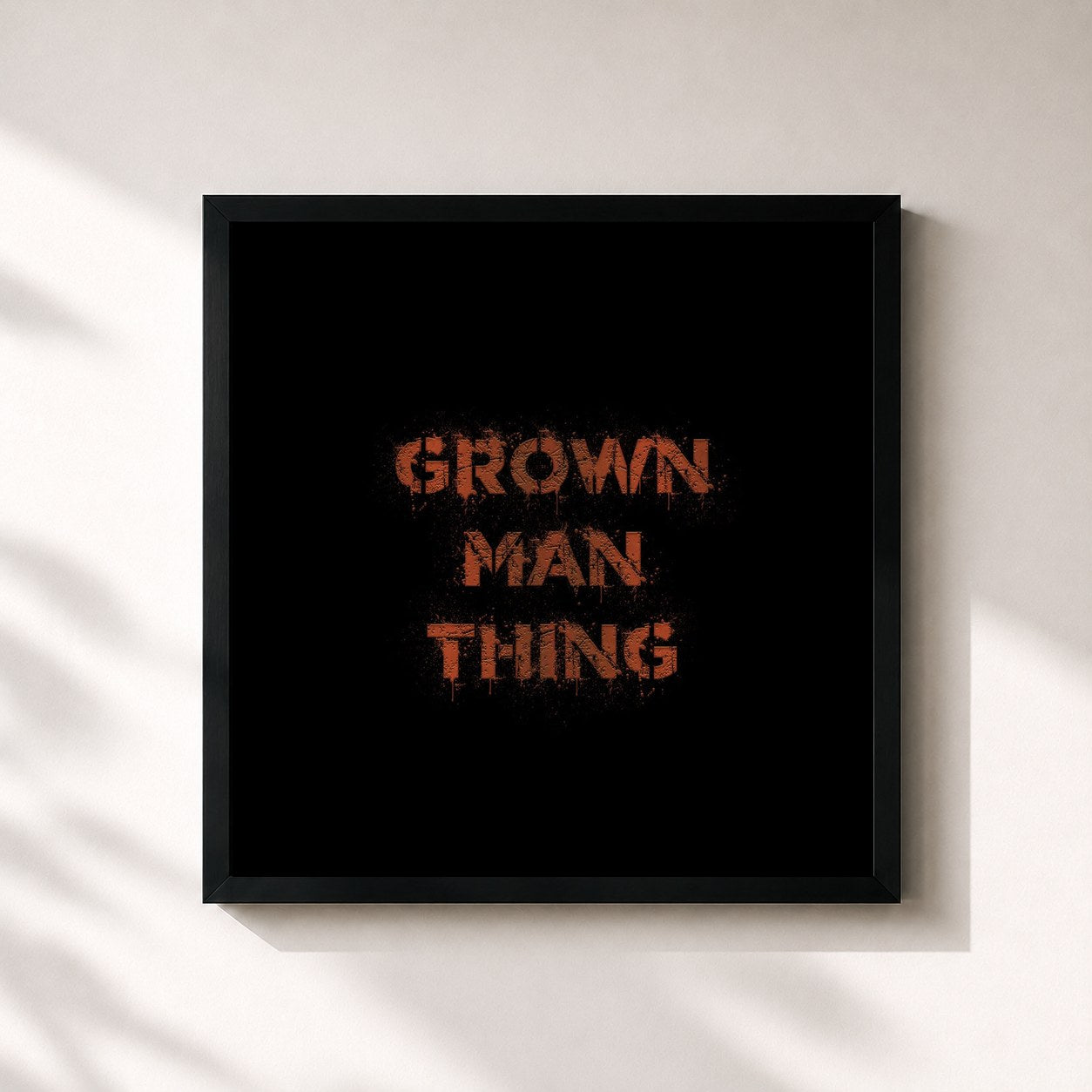 #noir Tableau carré de l'album Grown Man Thing de Youngs Teflon, cadre noir 32x32 cm