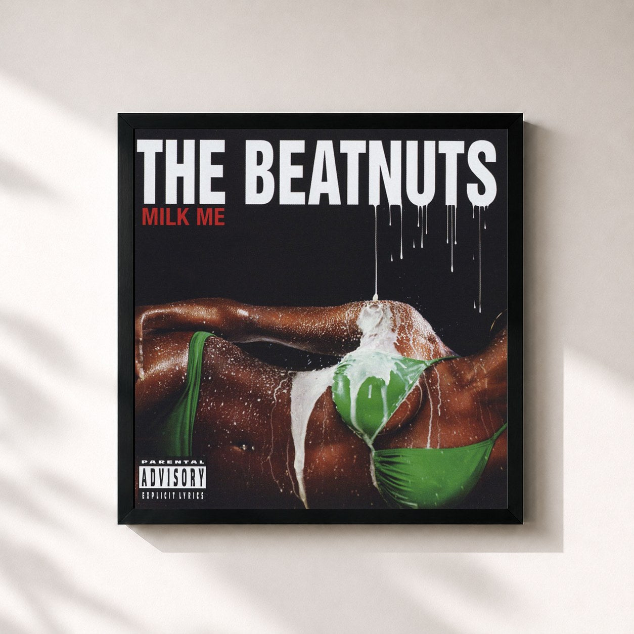 #noir Tableau carré de l'album Milk Me de The Beatnuts, cadre noir 32x32 cm