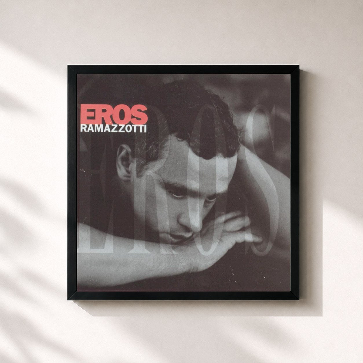 #noir Tableau carré de l'album Eros de Eros Ramazzotti, cadre noir 32x32 cm