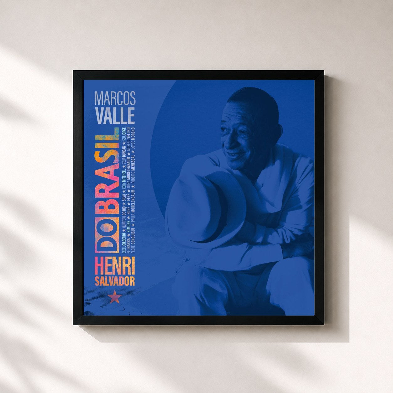 #noir Tableau carré de l'album Henri Salvador Do Brasil de Henri Salvador, cadre noir 32x32 cm