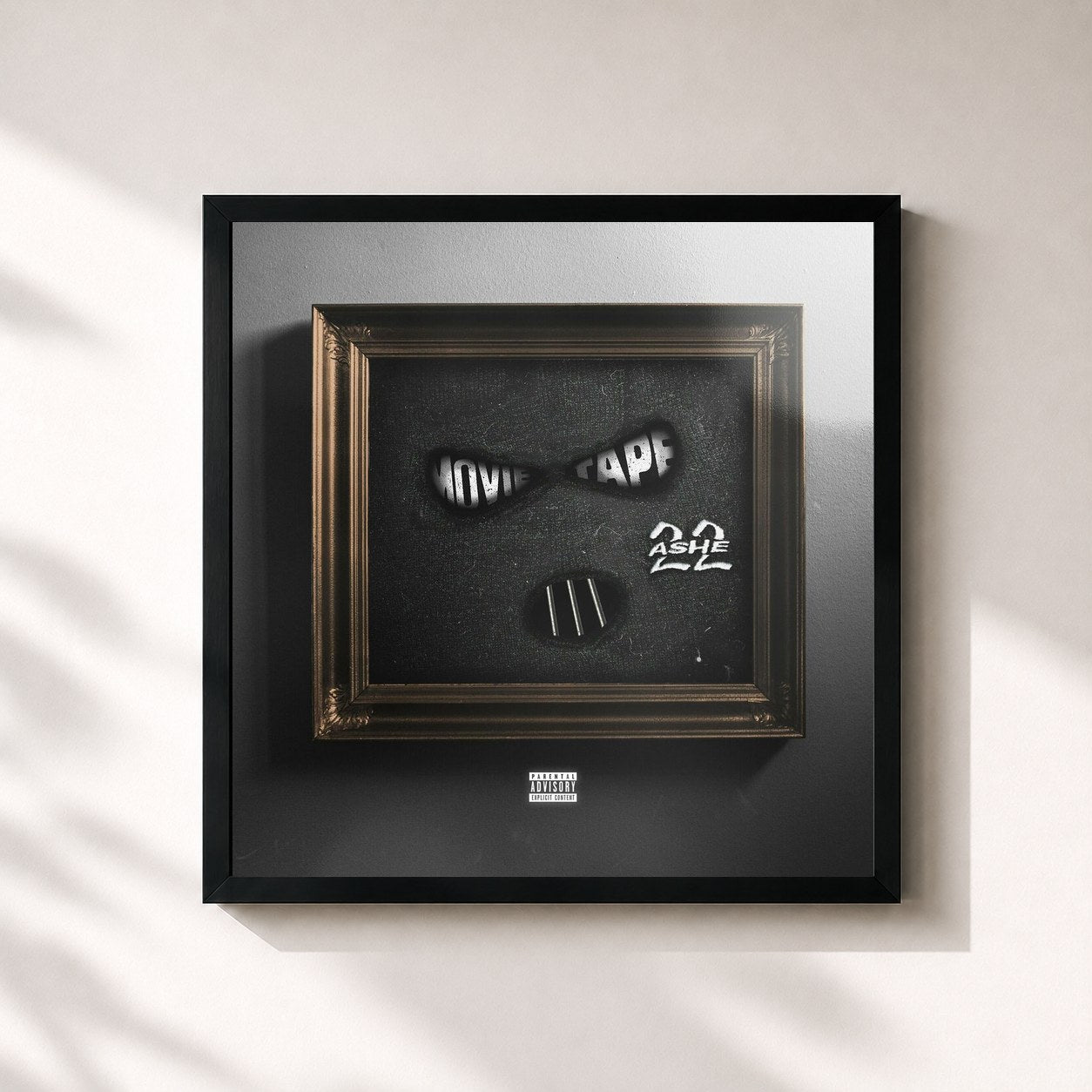 #noir Tableau carré de l'album MOVIE TAPE de ASHE 22, cadre noir 32x32 cm