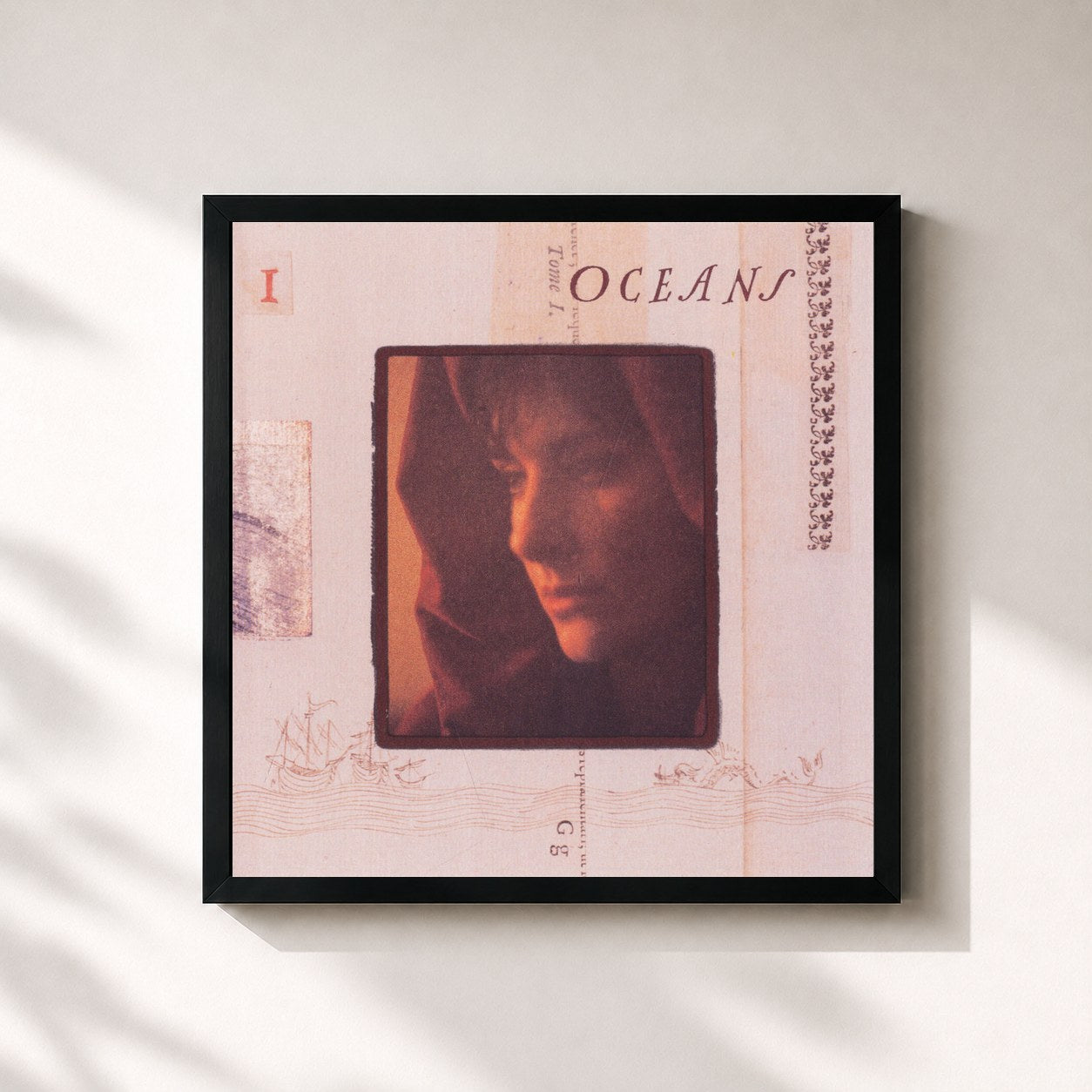 #noir Tableau carré de l'album Oceans de Enya, cadre noir 32x32 cm
