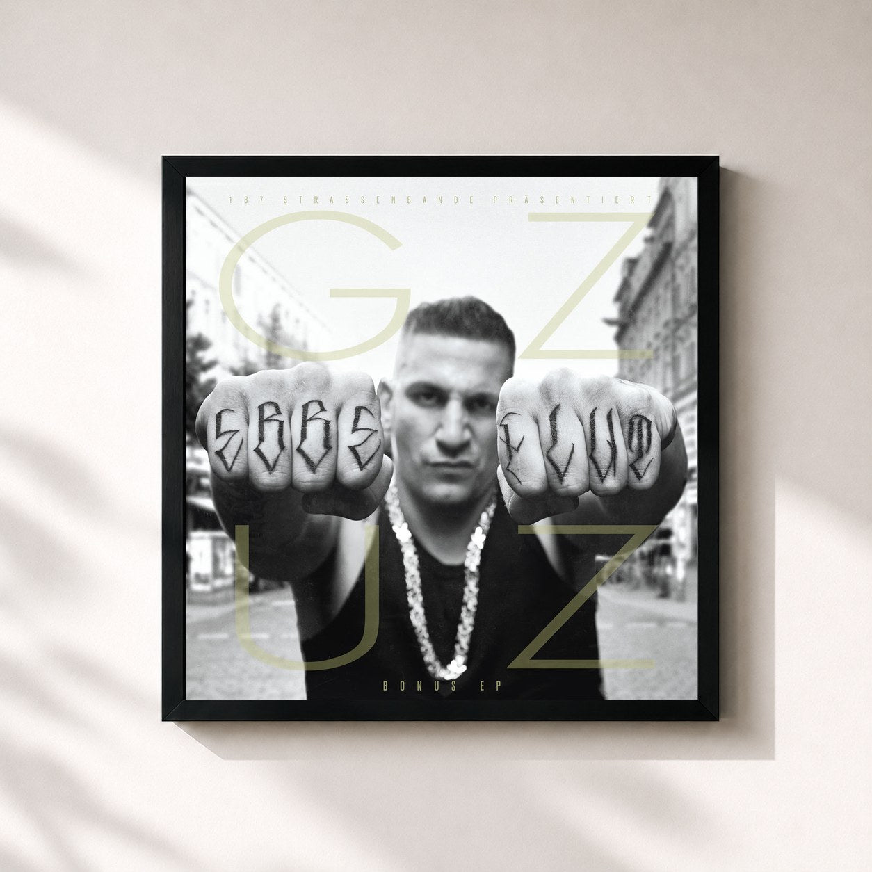 #noir Tableau carré de l'album Ebbe & Flut (Bonus EP) de Gzuz, cadre noir 32x32 cm