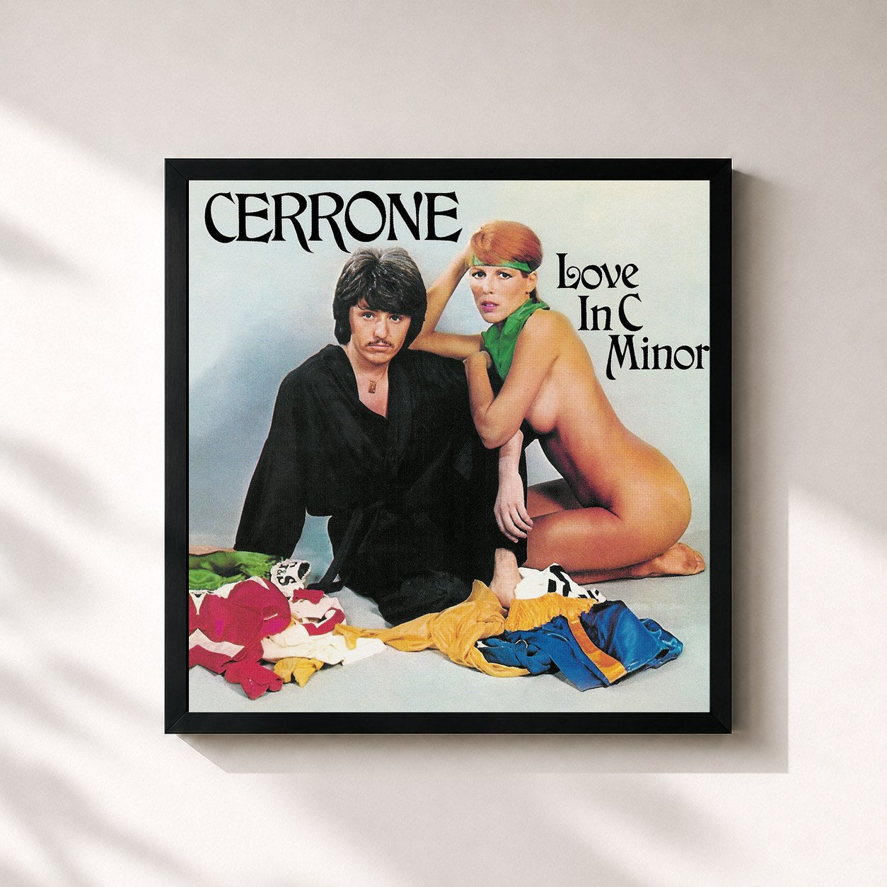 #noir Tableau carré de l'album Love in C Minor de Cerrone, cadre noir 32x32 cm