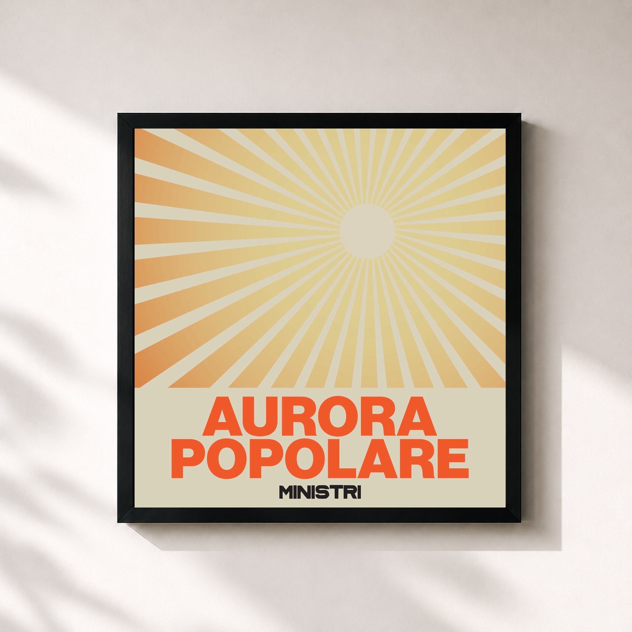 #noir Tableau carré de l'album Aurora Popolare de Ministri, cadre noir 32x32 cm