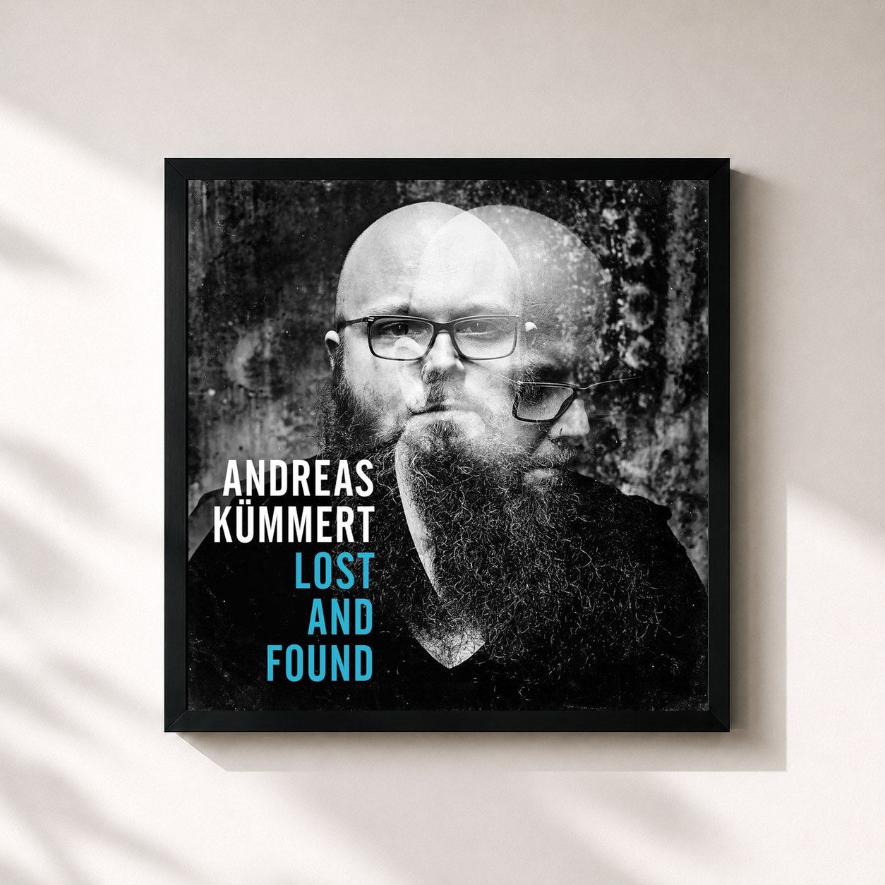#noir Tableau carré de l'album Lost And Found de Andreas Kümmert, cadre noir 32x32 cm