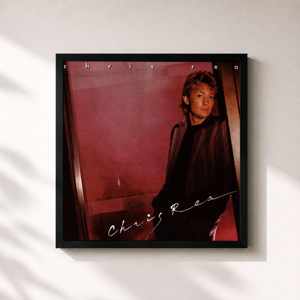 #noir Tableau carré de l'album Chris Rea de Chris Rea, cadre noir 32x32 cm