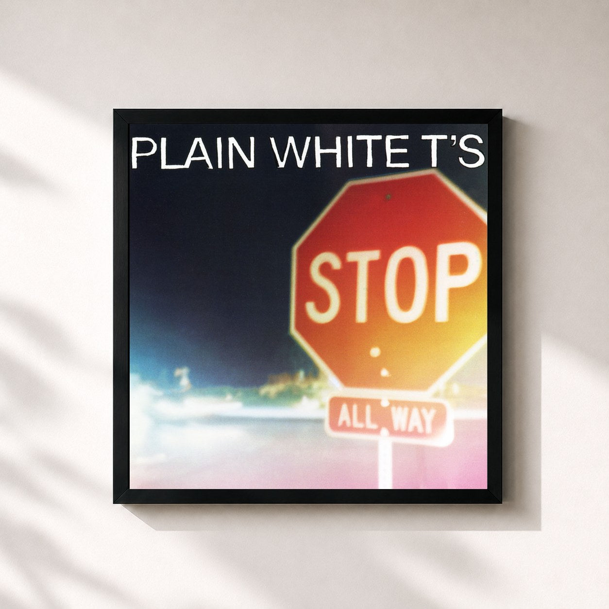 #noir Tableau carré de l'album Stop de Plain White T's, cadre noir 32x32 cm