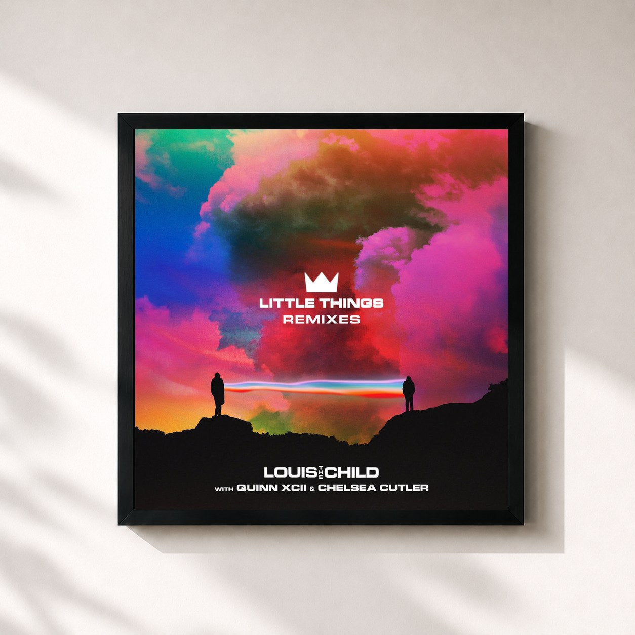 #noir Tableau carré de l'album Little Things (Remixes) de Louis The Child, cadre noir 32x32 cm