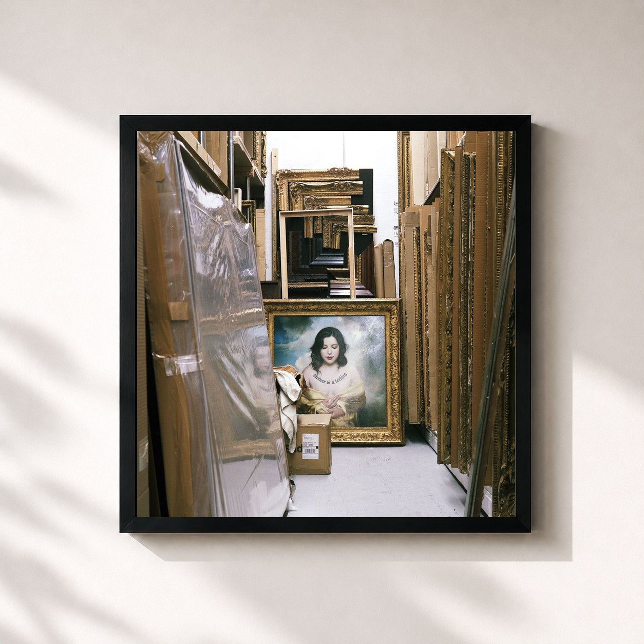 #noir Tableau carré de l'album Forever Is A Feeling de Lucy Dacus, cadre noir 32x32 cm