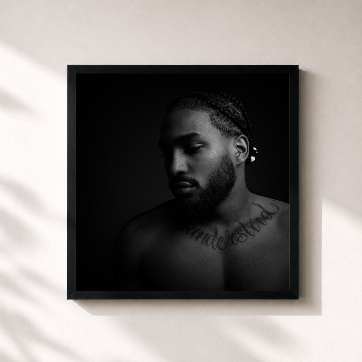 #noir Tableau carré de l'album MR. MISUNDERSTOOD de reezy, cadre noir 32x32 cm