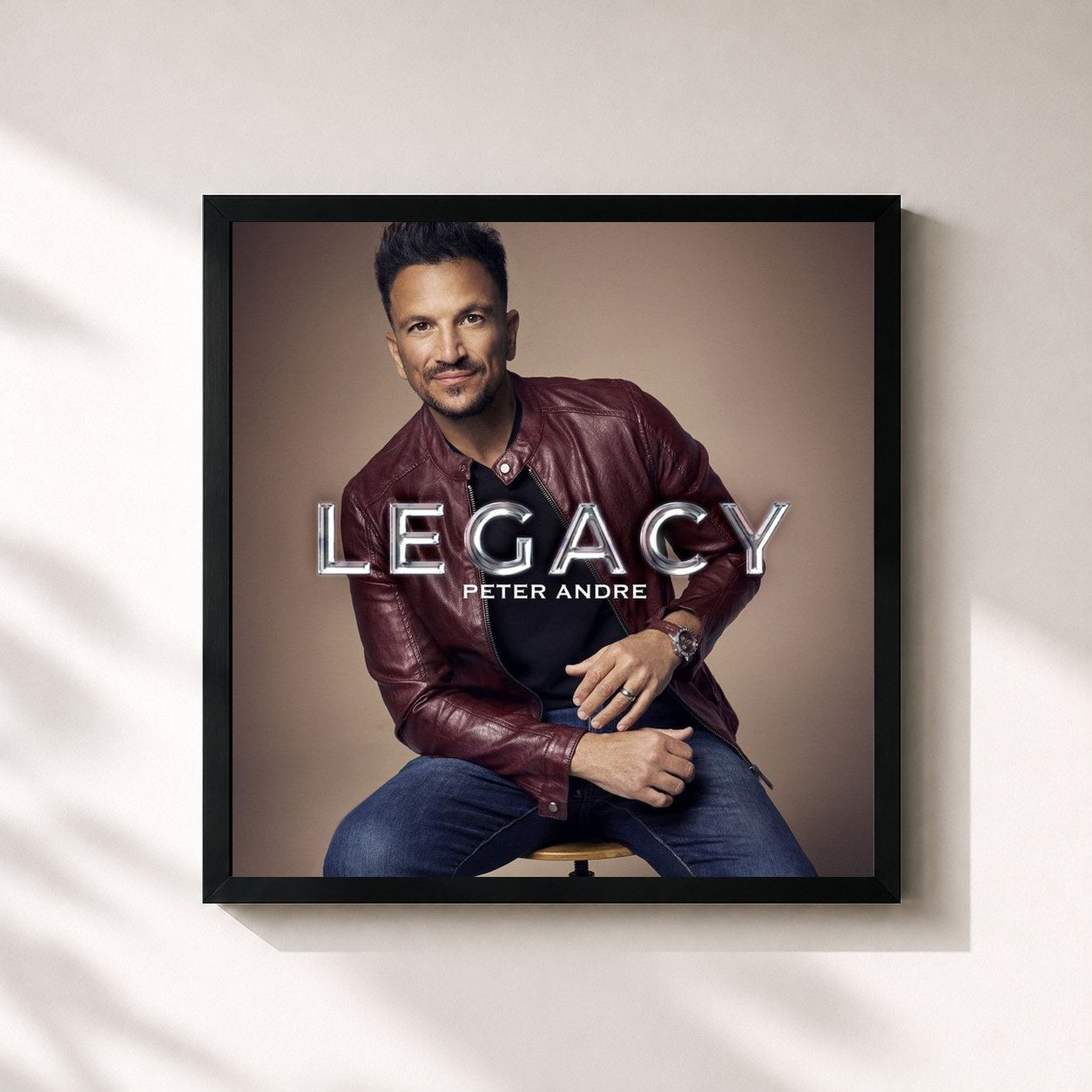 #noir Tableau carré de l'album Legacy de Peter Andre, cadre noir 32x32 cm