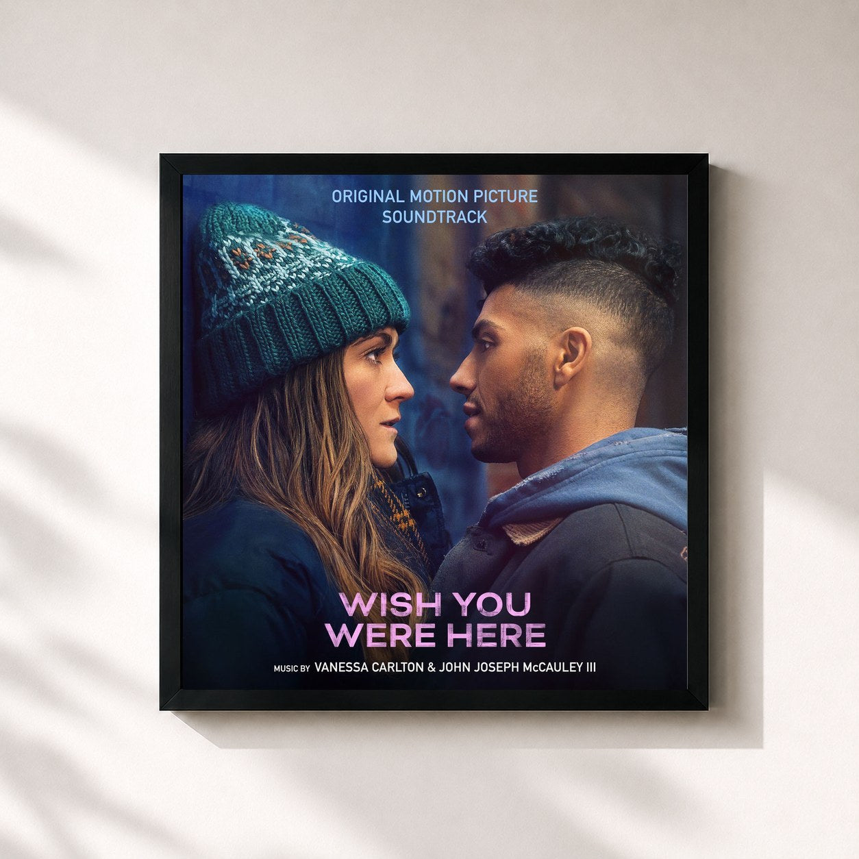 #noir Tableau carré de l'album Wish You Were Here (Original Motion Picture Soundtrack) de Vanessa Carlton, cadre noir 32x32 cm