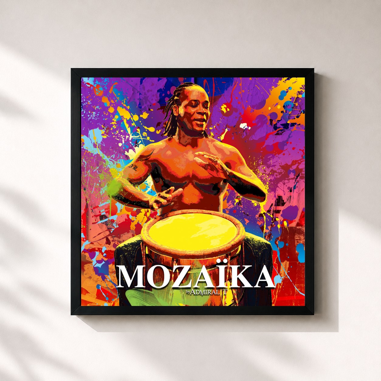 #noir Tableau carré de l'album Mozaïka de Admiral T, cadre noir 32x32 cm