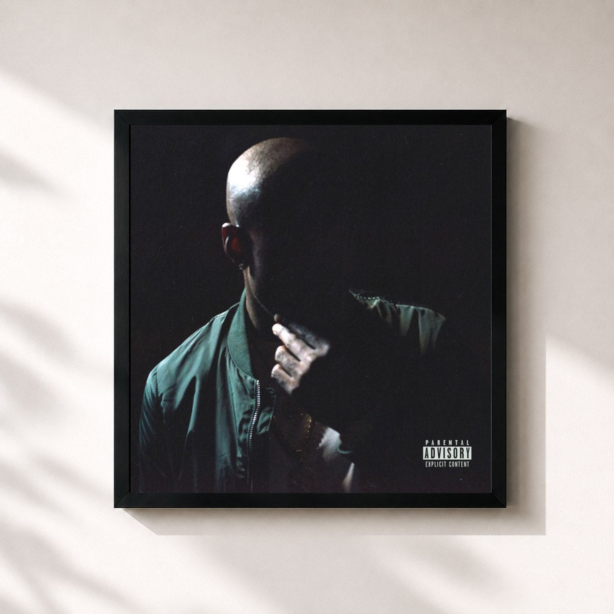 #noir Tableau carré de l'album Shadow of a Doubt de Freddie Gibbs, cadre noir 32x32 cm