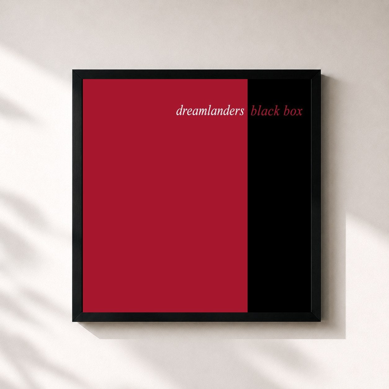 #noir Tableau carré de l'album Dreamlanders de Black Box, cadre noir 32x32 cm