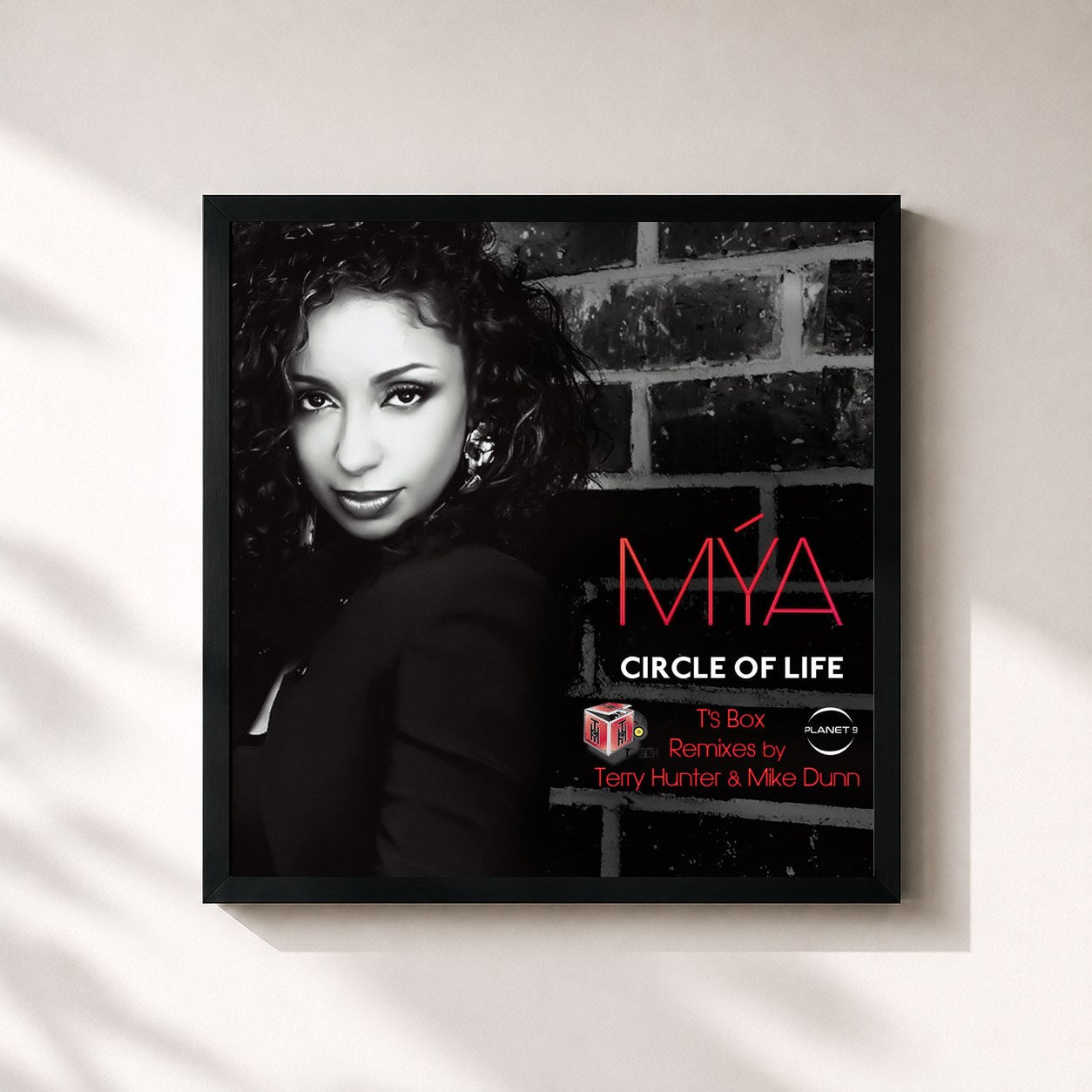 #noir Tableau carré de l'album Circle Of Life de Mýa, cadre noir 32x32 cm