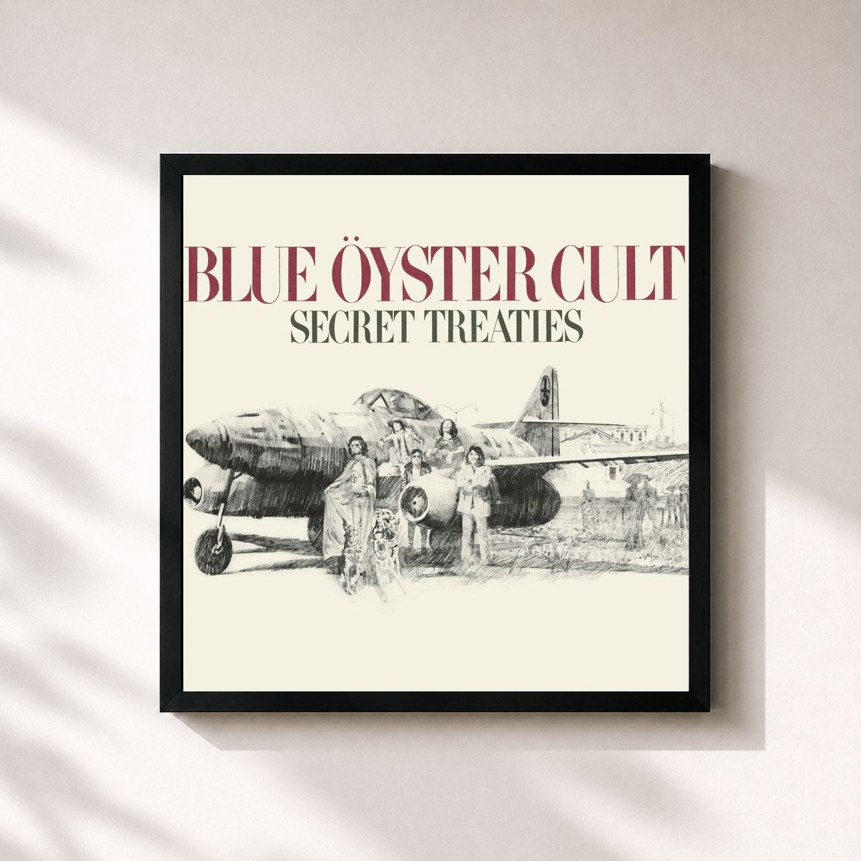 #noir Tableau carré de l'album Secret Treaties de Blue Öyster Cult, cadre noir 32x32 cm