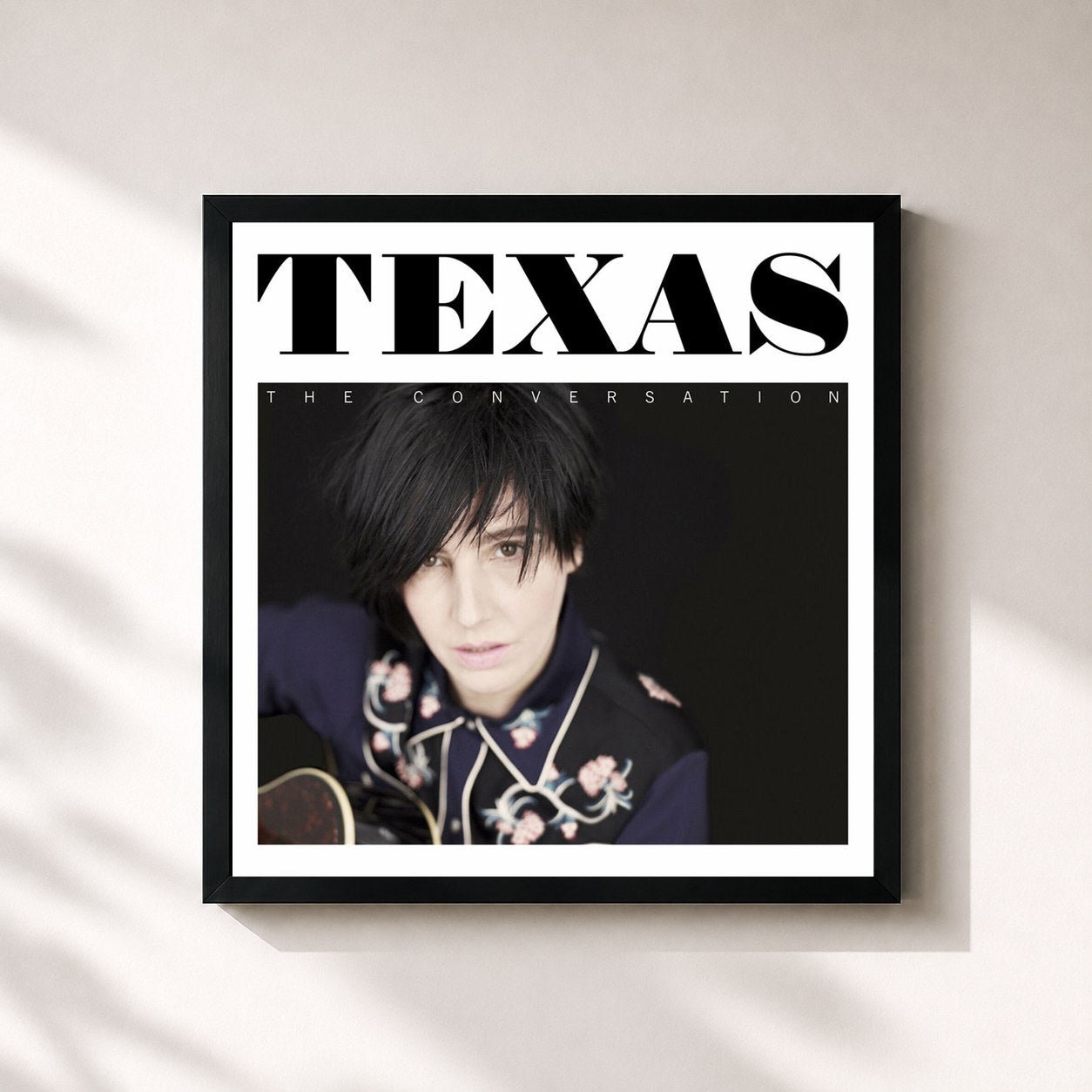 #noir Tableau carré de l'album The Conversation de Texas, cadre noir 32x32 cm