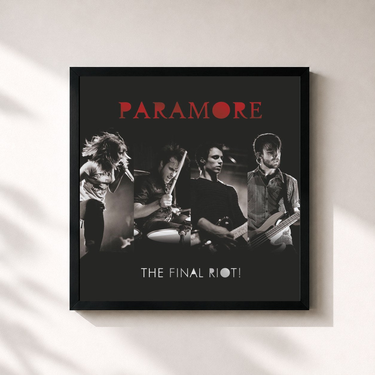 #noir Tableau carré de l'album The Final Riot! de Paramore, cadre noir 32x32 cm