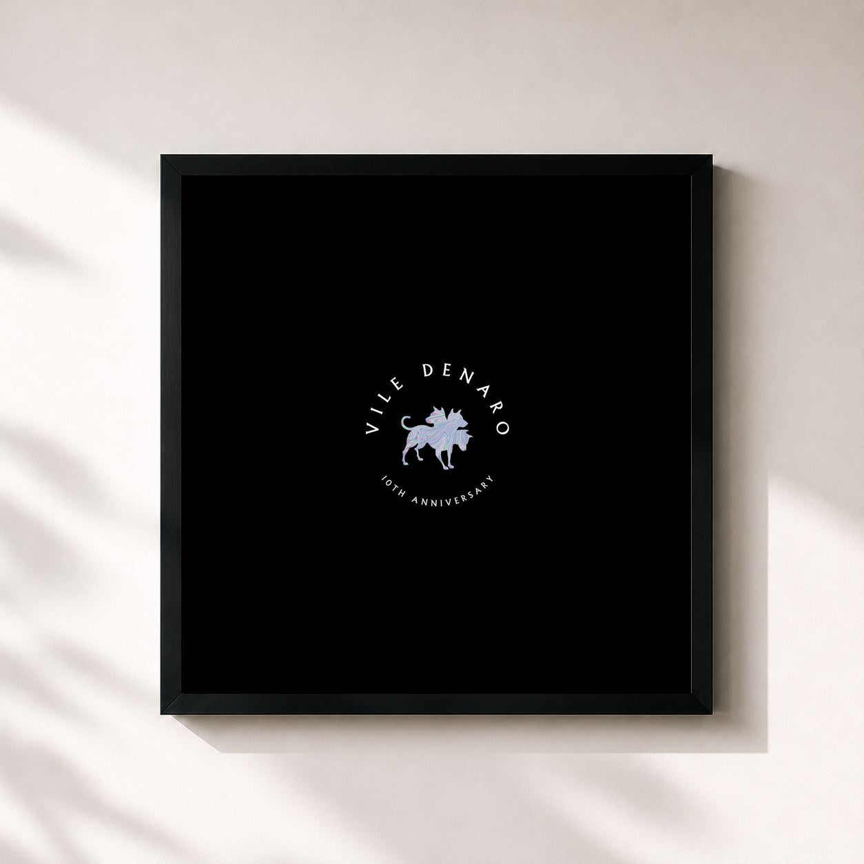 #noir Tableau carré de l'album Vile Denaro 10th Anniversary de Club Dogo, cadre noir 32x32 cm