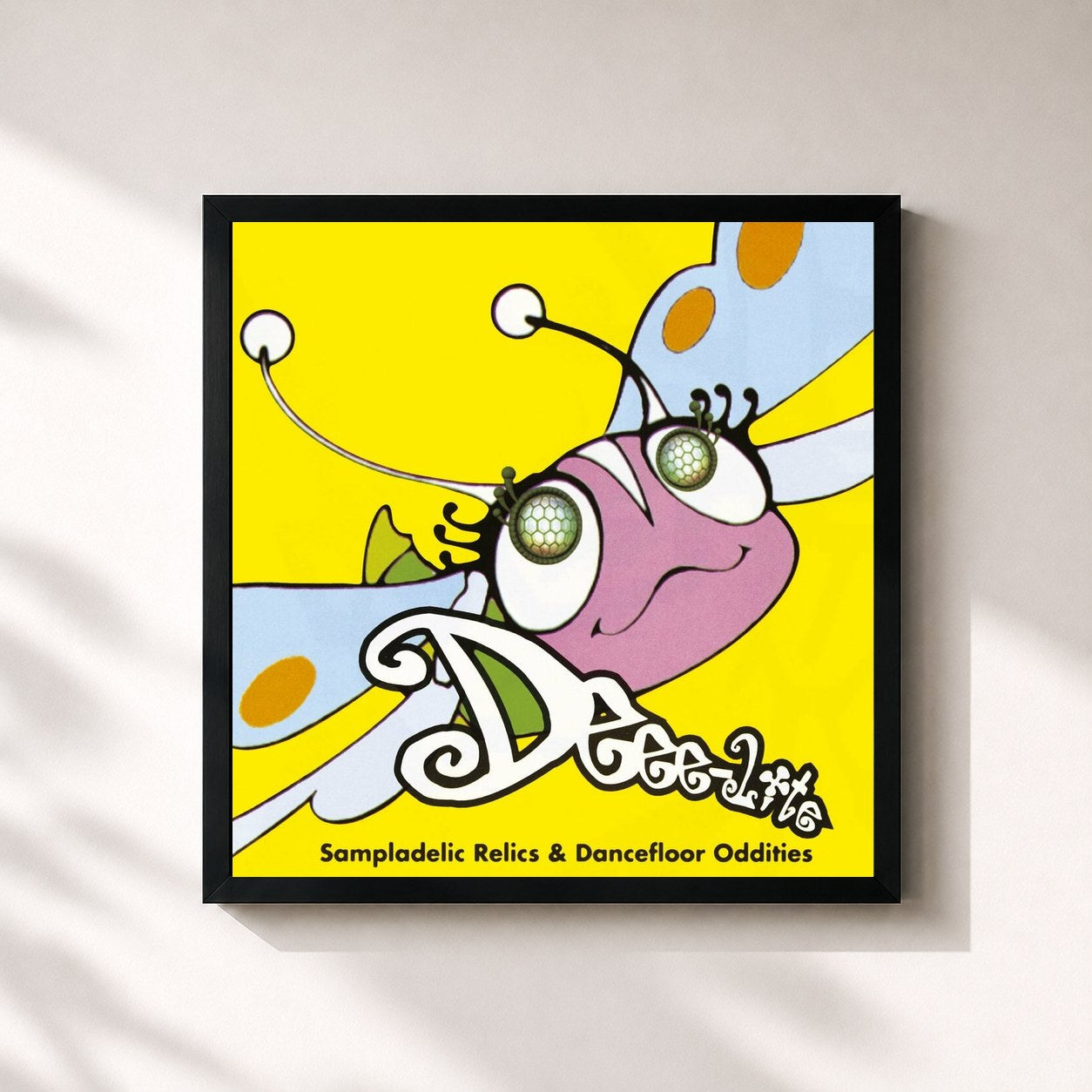 #noir Tableau carré de l'album Sampladelic Relics & Dancefloor Oddities de Deee-Lite, cadre noir 32x32 cm