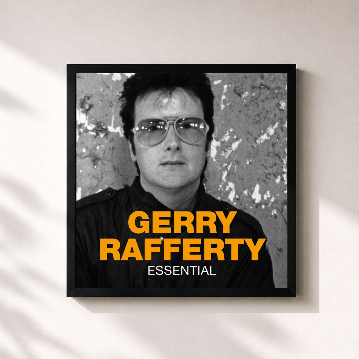 #noir Tableau carré de l'album Essential de Gerry Rafferty, cadre noir 32x32 cm