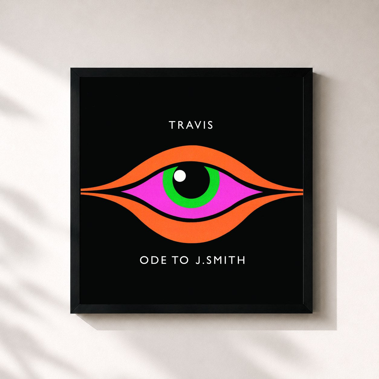 #noir Tableau carré de l'album Ode to J Smith de Travis, cadre noir 32x32 cm