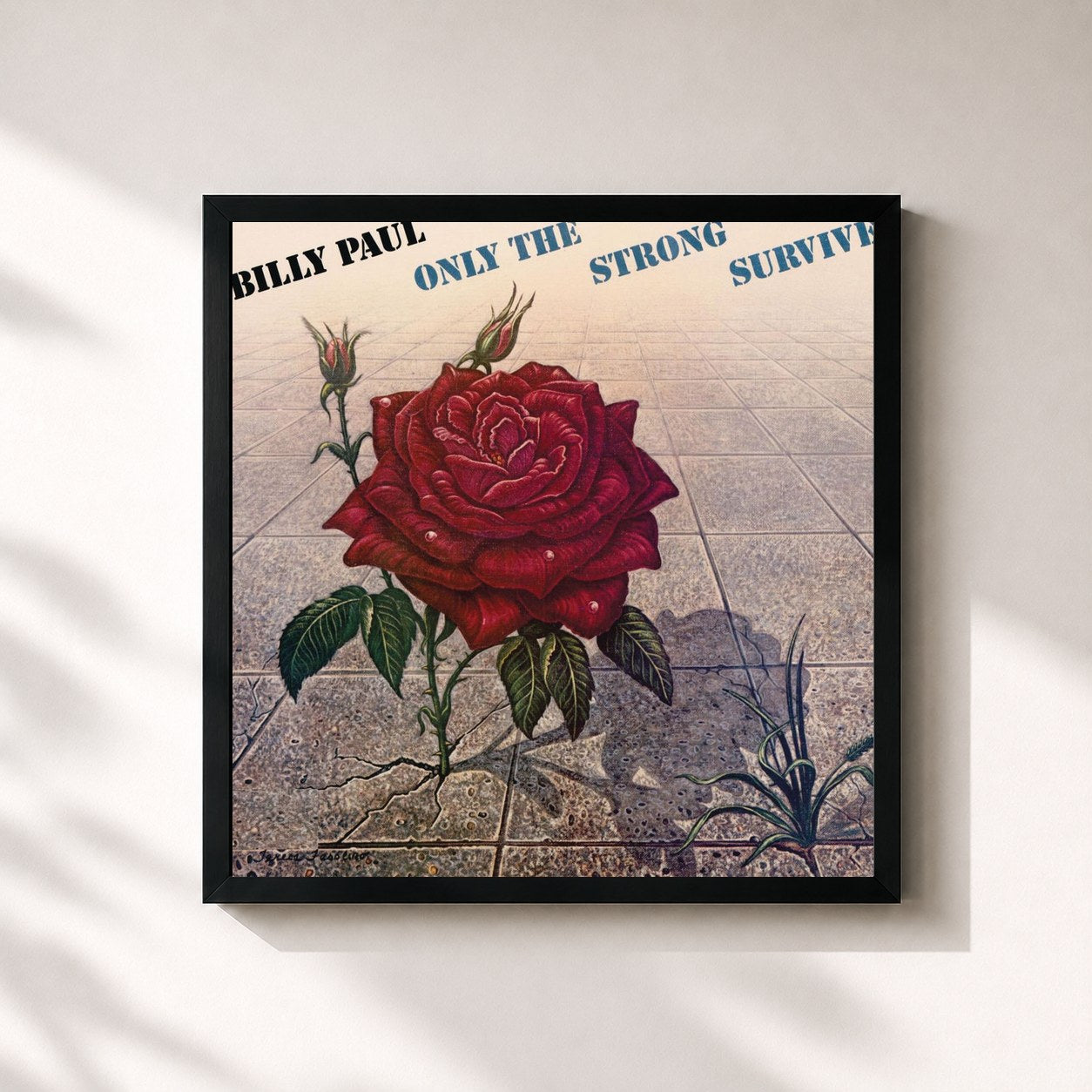 #noir Tableau carré de l'album Only The Strong Survive de Billy Paul, cadre noir 32x32 cm
