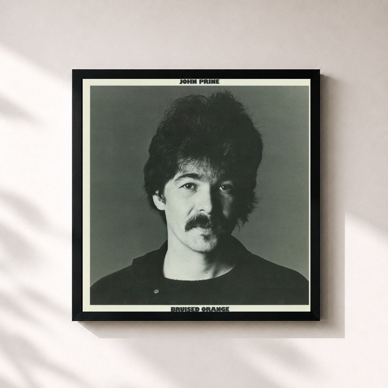 #noir Tableau carré de l'album Bruised Orange de John Prine, cadre noir 32x32 cm
