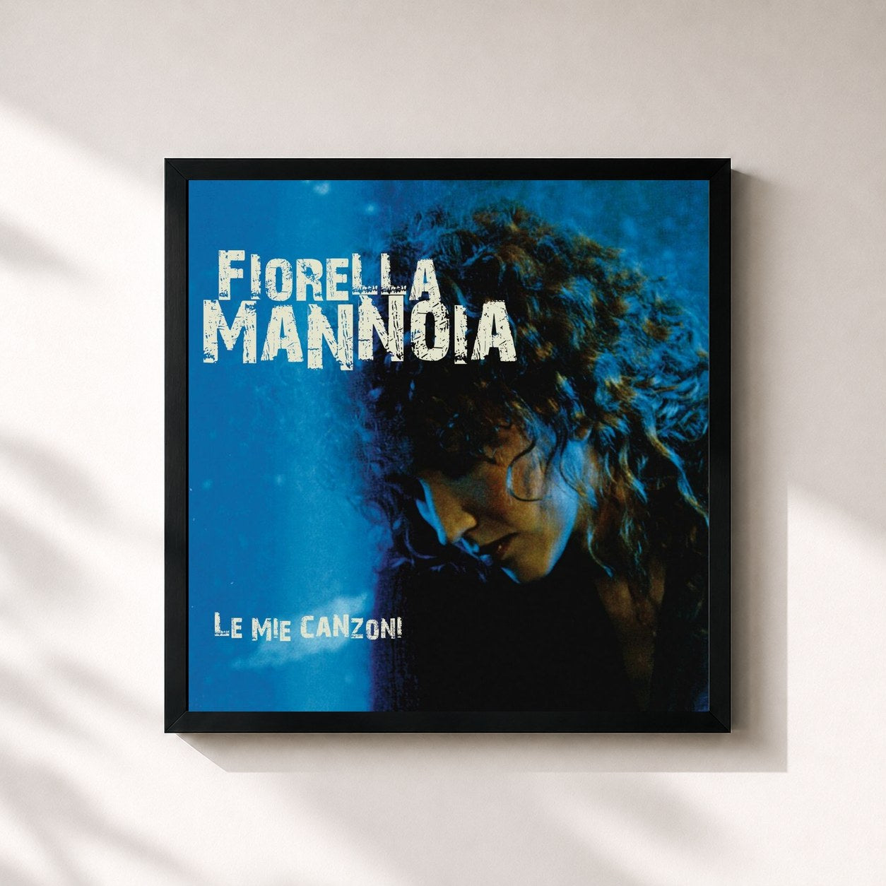 #noir Tableau carré de l'album Le Mie Canzoni de Fiorella Mannoia, cadre noir 32x32 cm